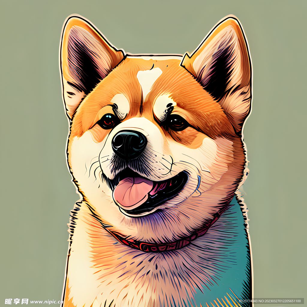 秋田犬插画