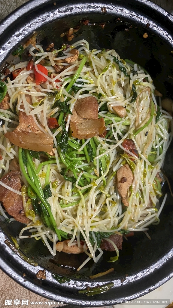 豆芽炒肉片