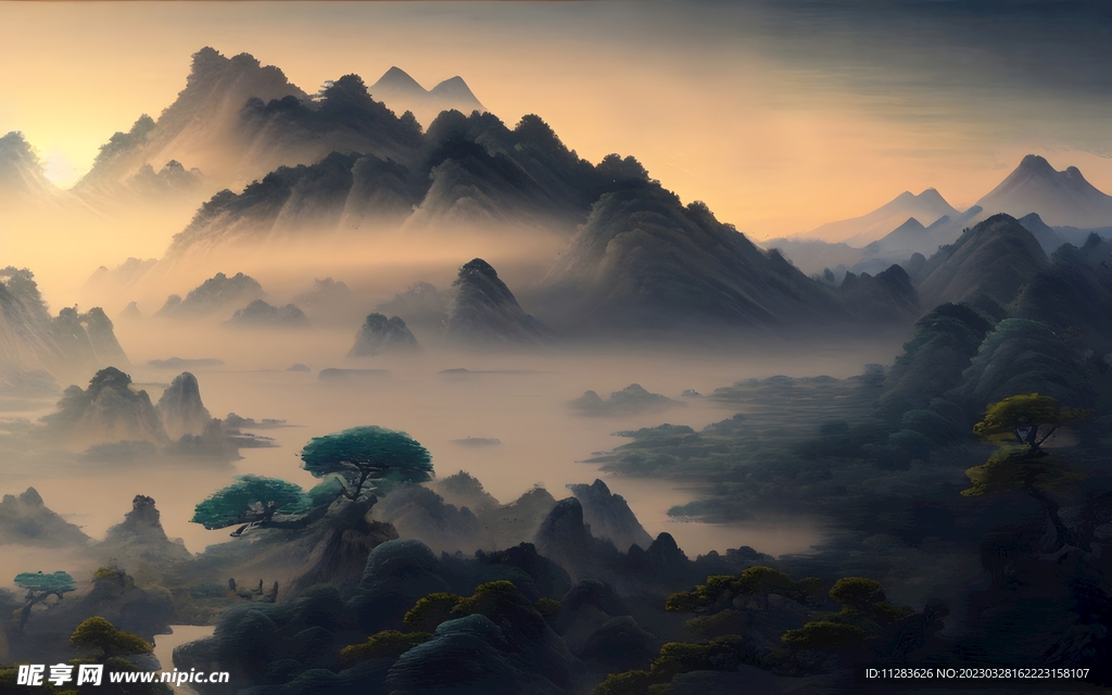 中国风山水背景