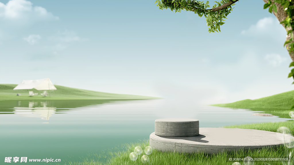 自然风景3D台子海报背景