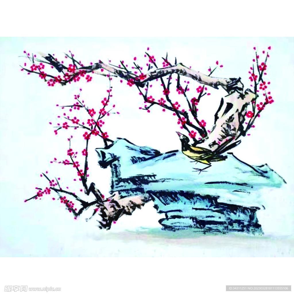 梅花 手绘 墙绘 
