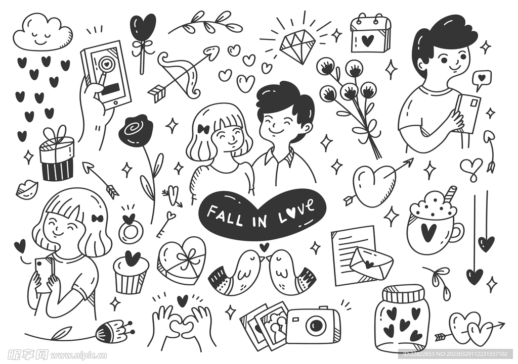 线形图 情侣日常