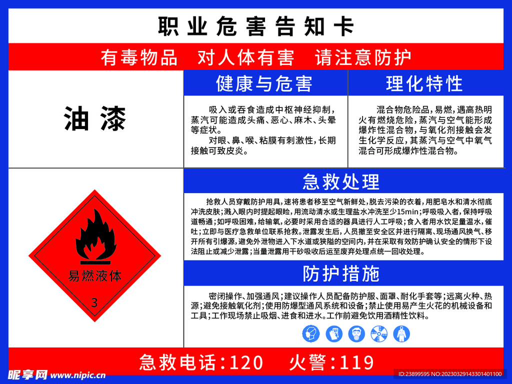 油漆化学品职业危害告知卡