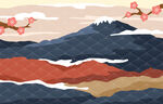 日本富士山插画图片