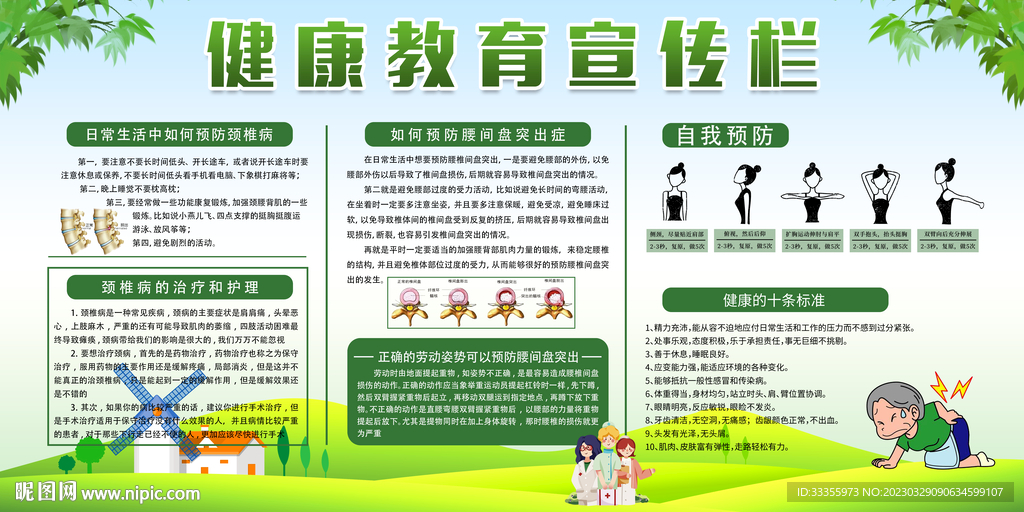 颈椎病  腰间盘 教育宣传栏 
