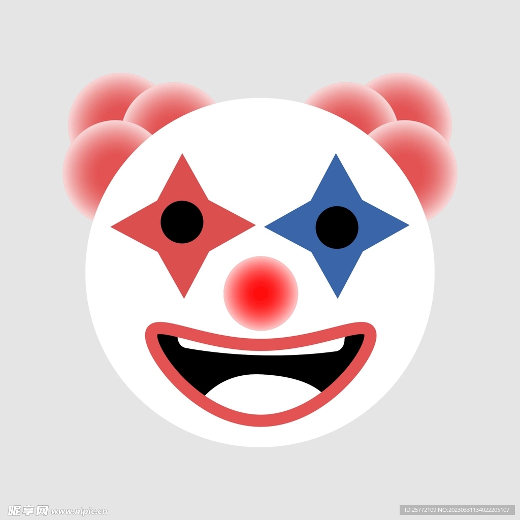 小丑头像（4幅，编号P353） – AI绘画图鉴
