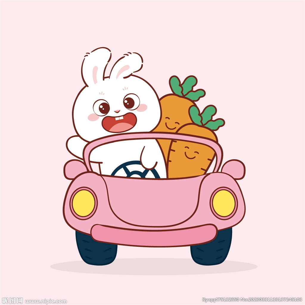 兔子爷爷与兔子孙子开车（6幅，编号P96）