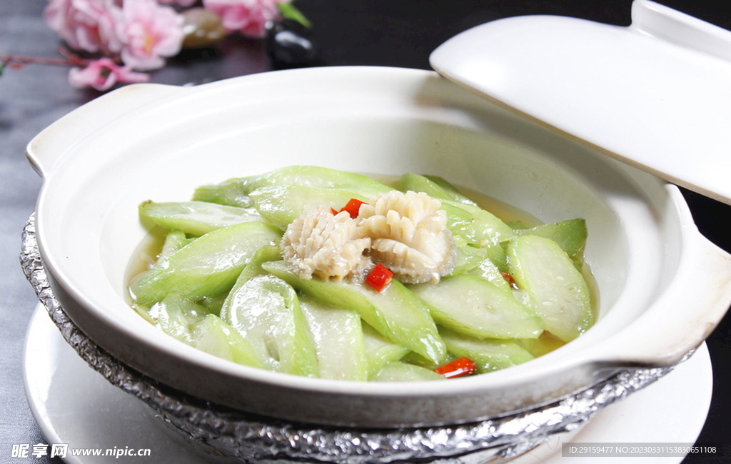 土丝瓜酿鲜鲍