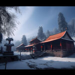 庙宇宫殿雪景
