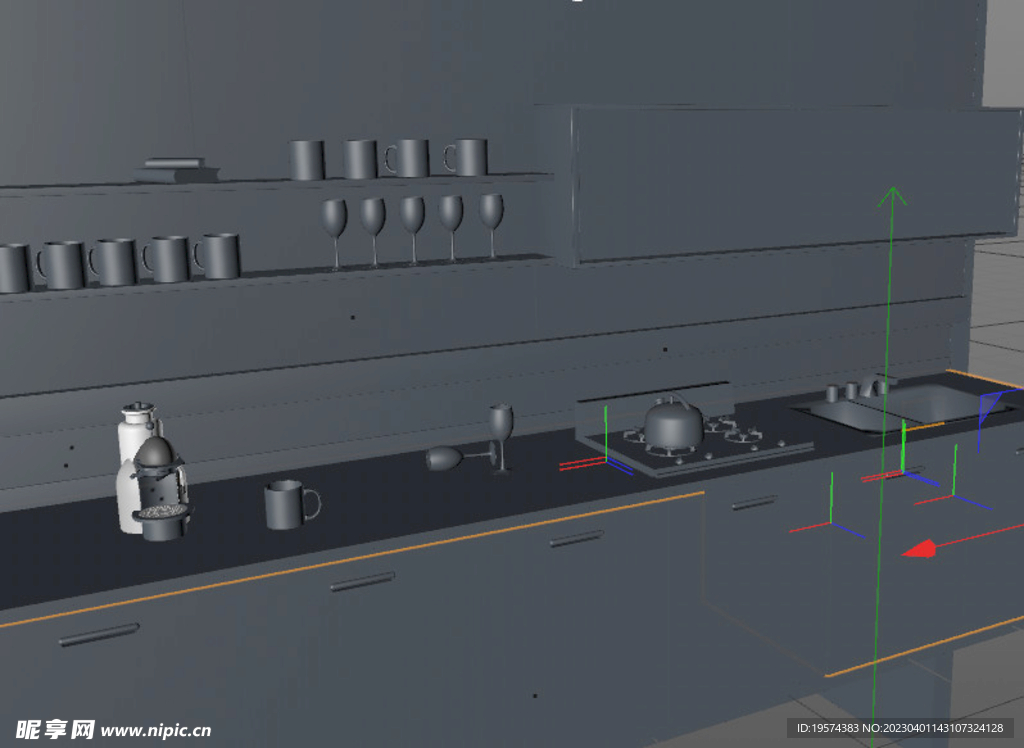 C4D模型厨房