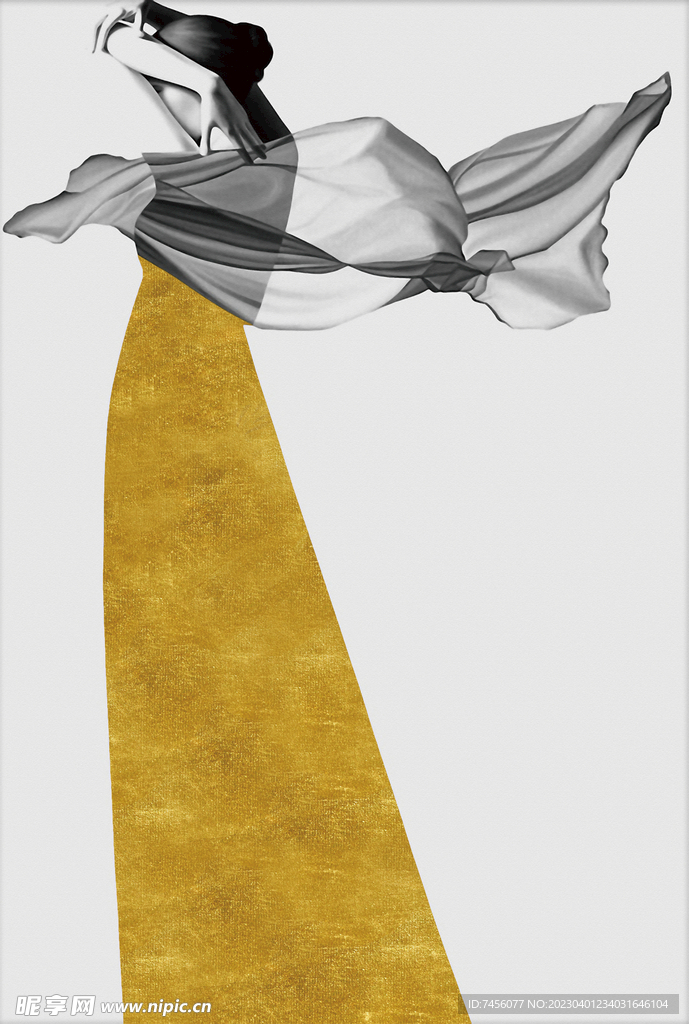 金箔长裙时尚艺术画挂画