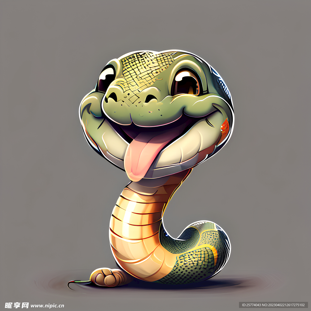 开心的蛇插画