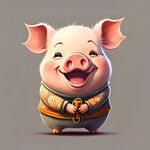 开心的猪插画