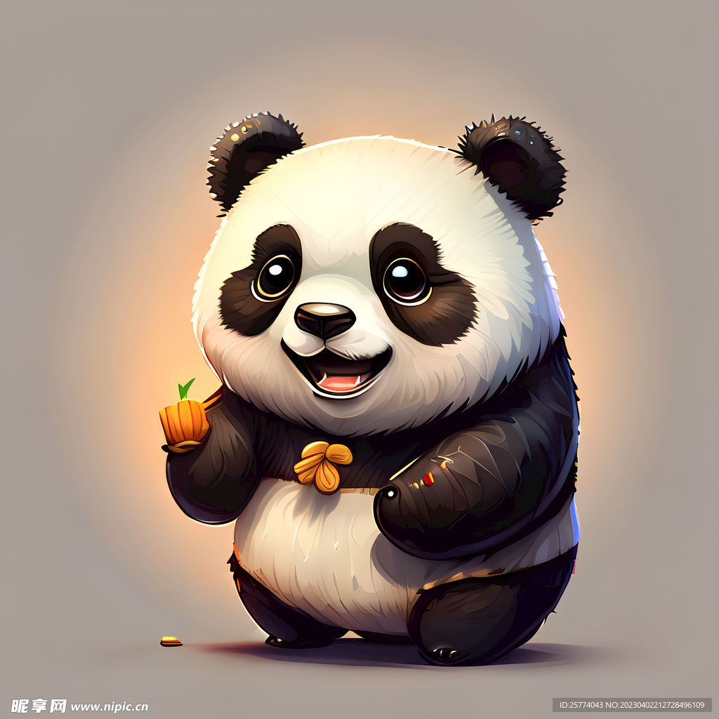 开心的熊猫插画