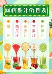 鲜榨果汁价目表