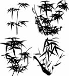 水墨竹矢量