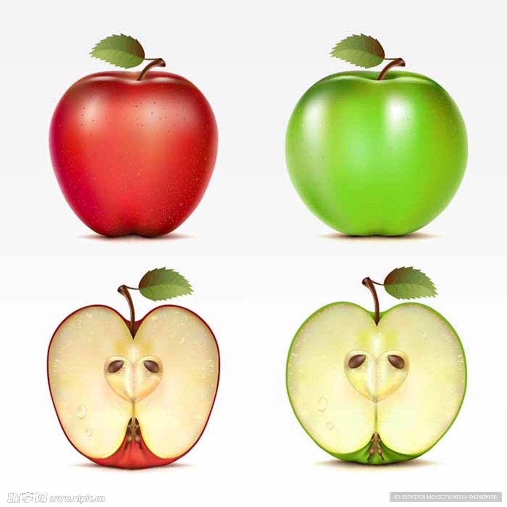 卡通红绿苹果