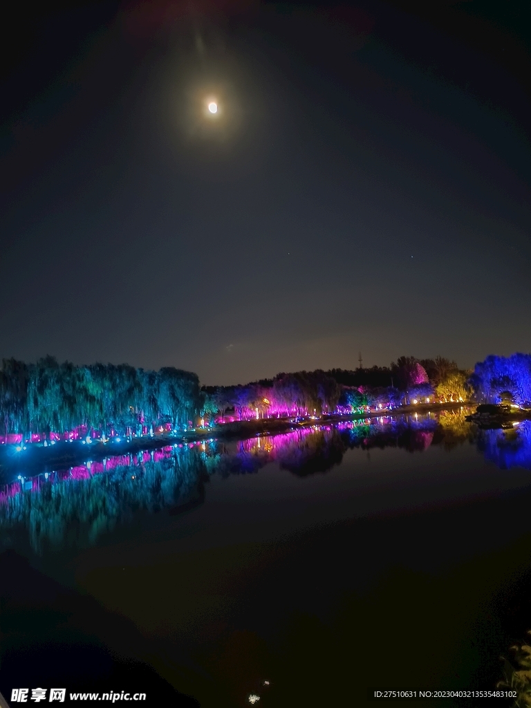 山水风景 自然景观 河边夜景 