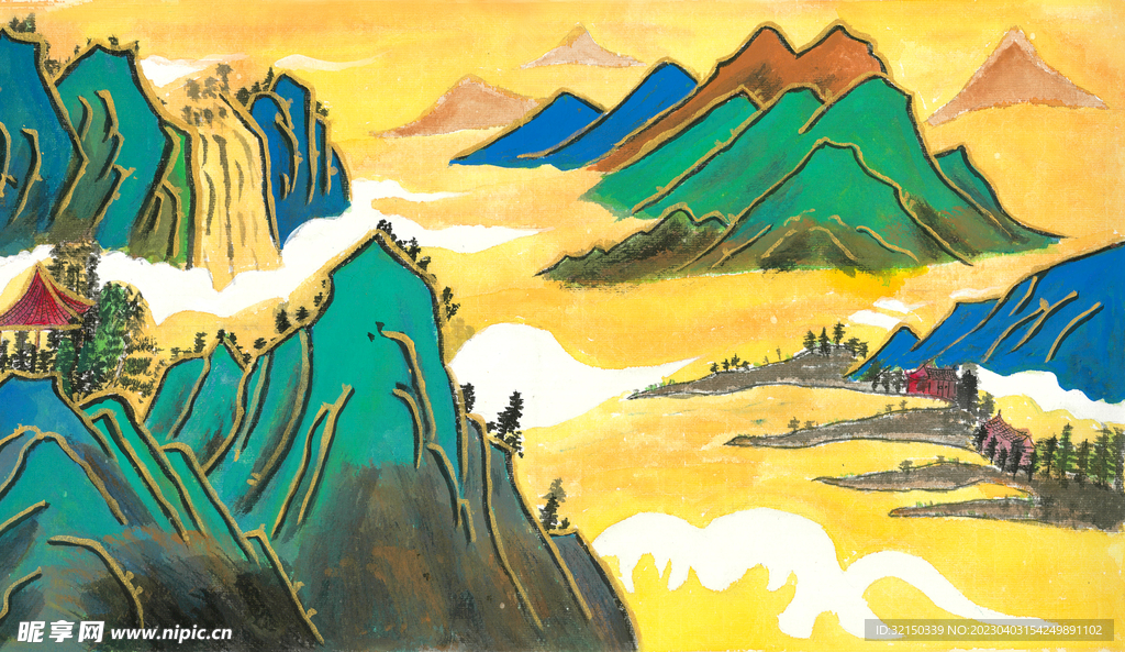手绘山水画