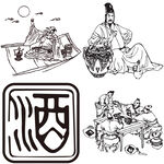 古代人物喝酒品酒酿酒插画酒文化
