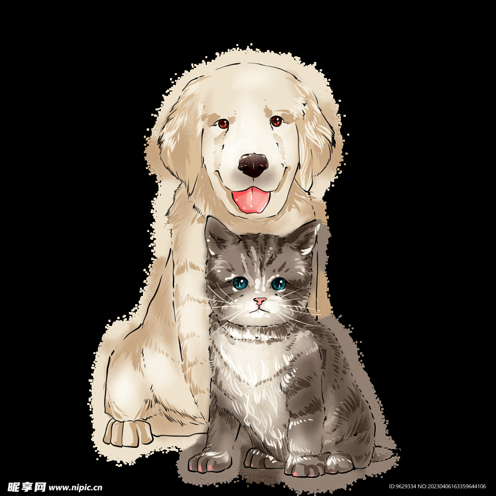 猫狗插画