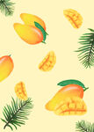 芒果小清新黄色水彩手绘风水果