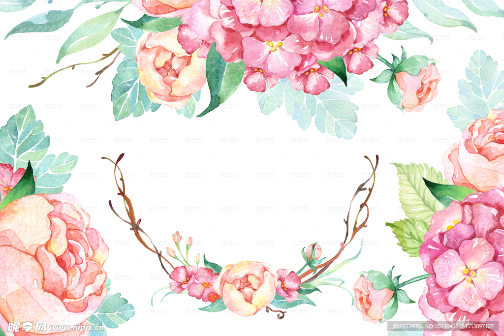 手绘水彩清新花朵