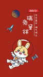 可爱太空宇航员兔子