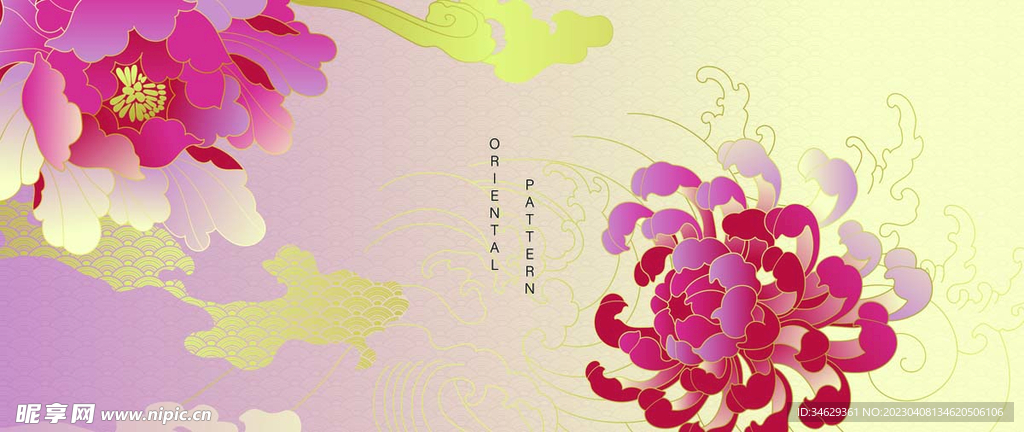 中国风手绘菊花牡丹封面包装设计