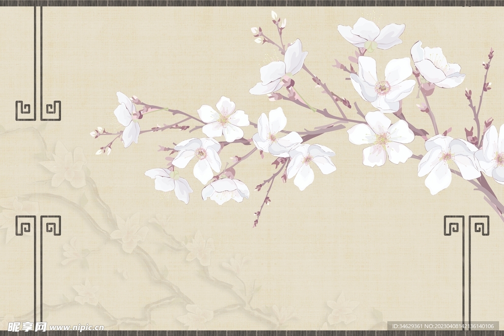 中国风古典风格花卉封面包装设计