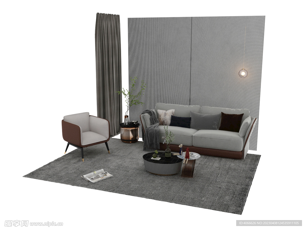 轻奢客厅沙发组3d模型
