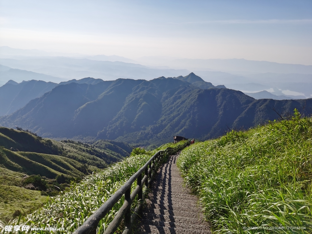 山顶风景 阶梯 山脉 武功山风