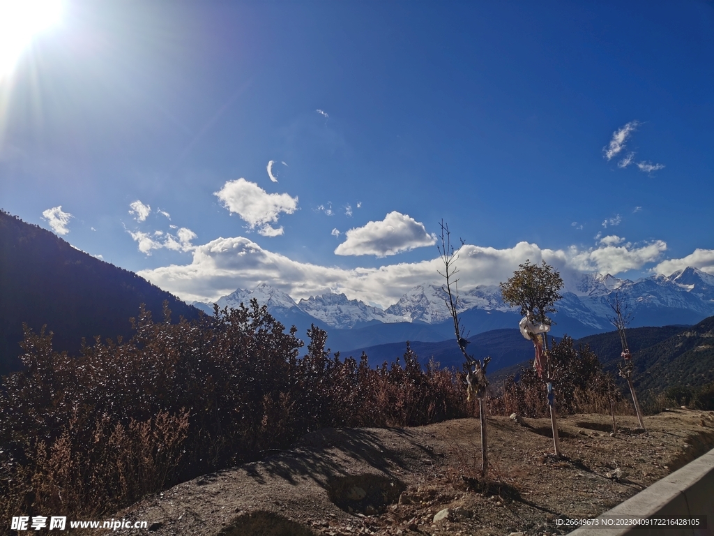 山脉 藏族风光 山顶 山景 