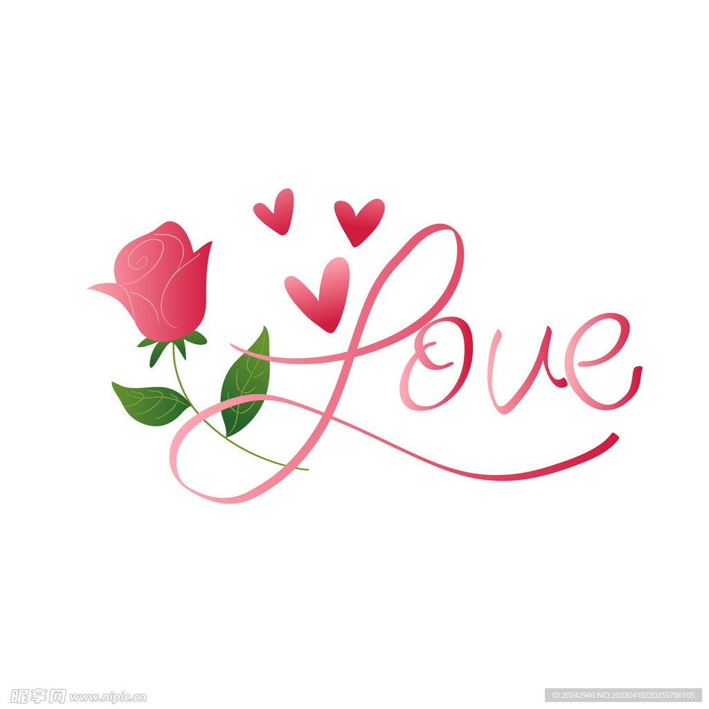 玫瑰花装饰花卉艺术字图片素材-编号39417720-图行天下
