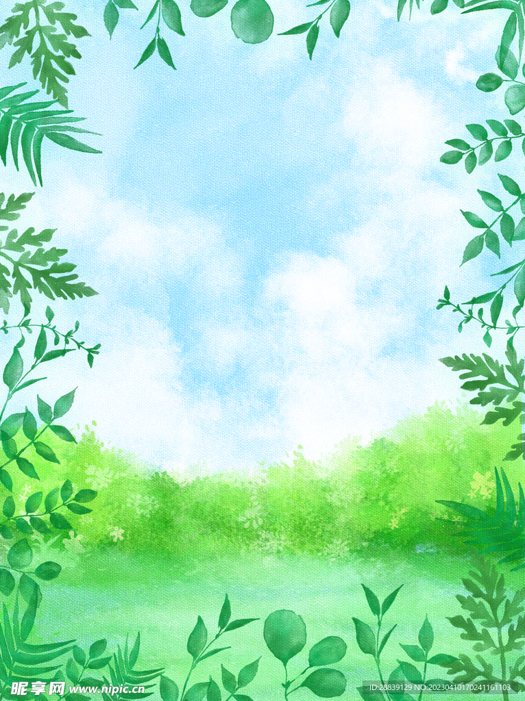  树叶蓝天背景