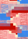 蓝色红 几何 图案 地毯 条纹