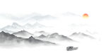 山水日出背景
