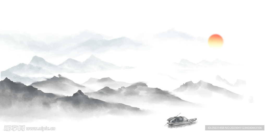 山水日出背景