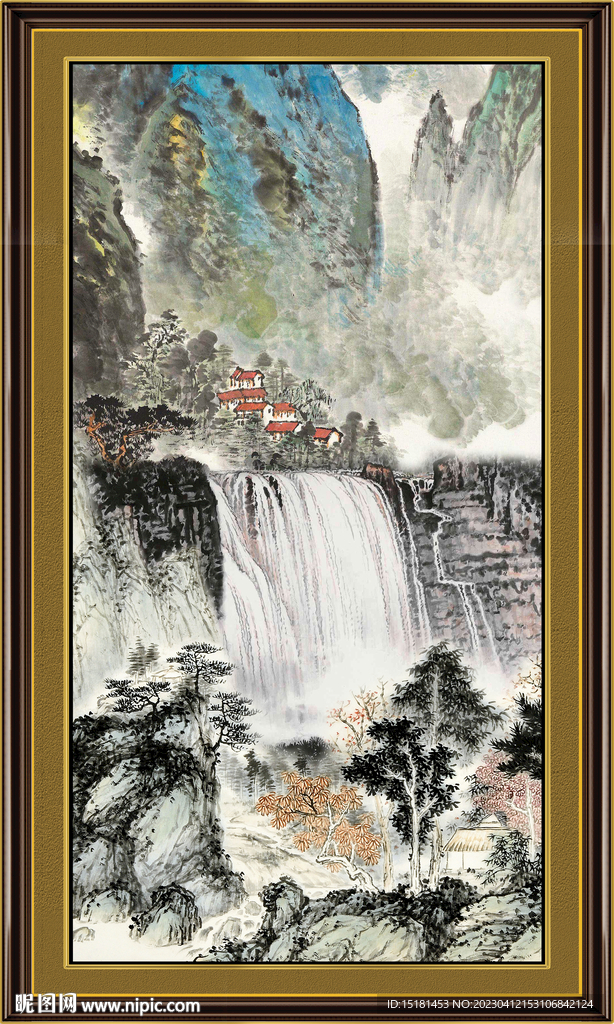 竖幅山水画 