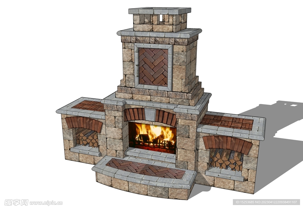 室内设计壁炉厨房草图大师模型