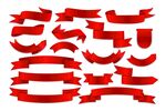 红色丝带标签素材下载包角