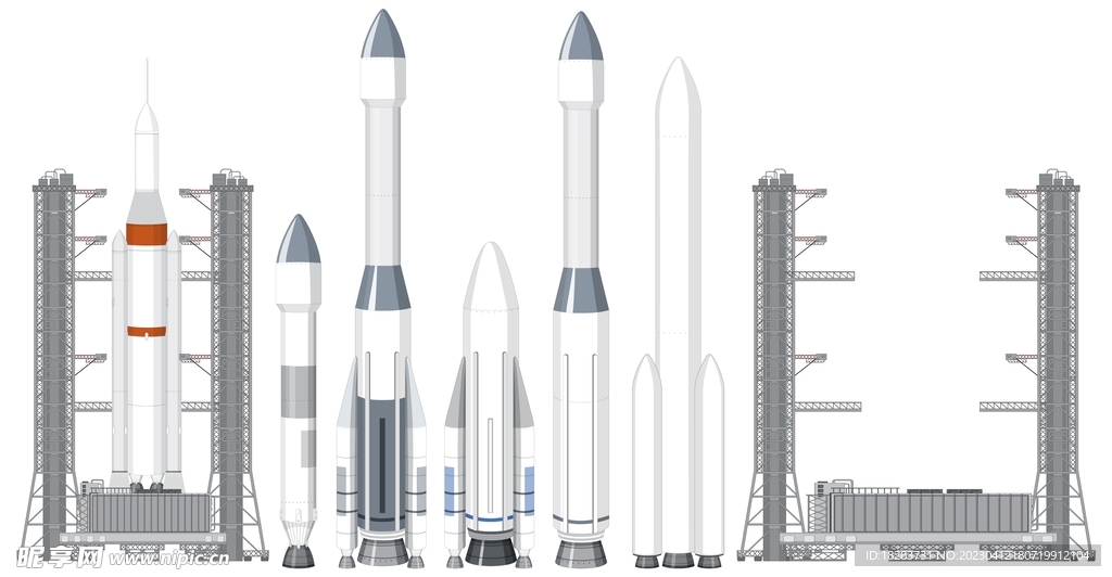 卡通航天器火箭发射装置素材下载
