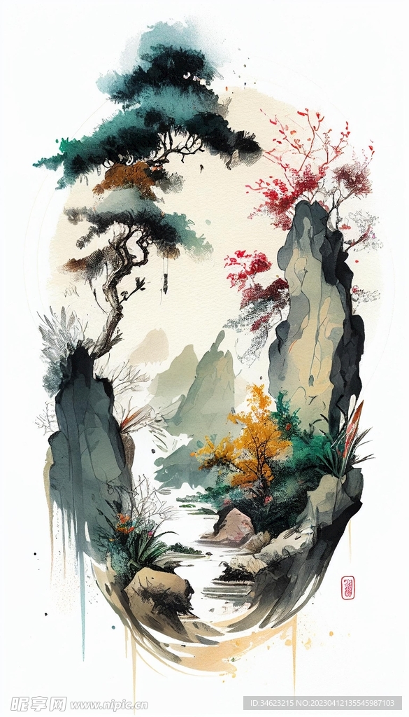 AI绘图中国水墨风格绘画