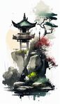 AI绘图中国水墨风格绘画