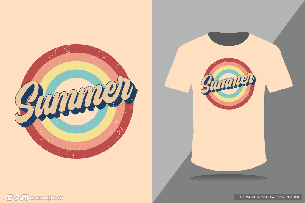 夏日潮流欧美T恤印花图案素材图