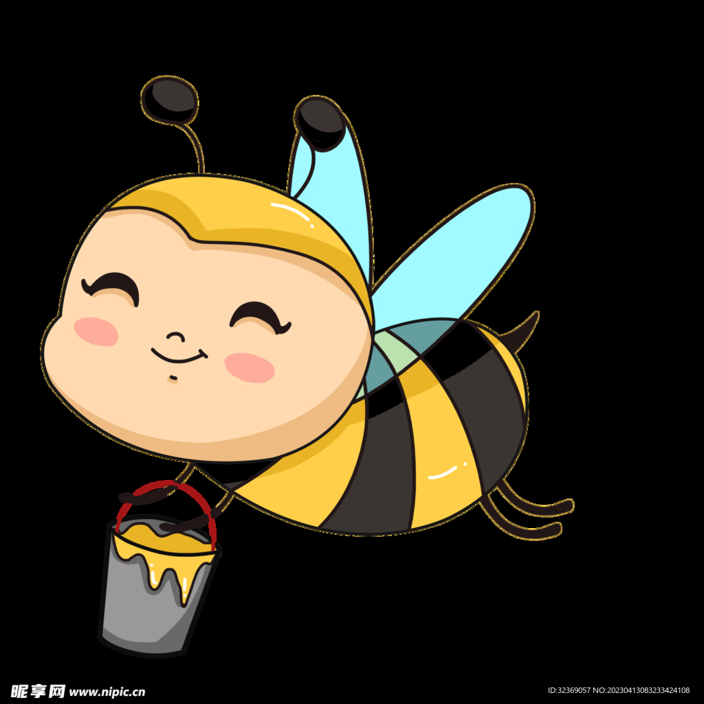 手绘卡通黄色小蜜蜂