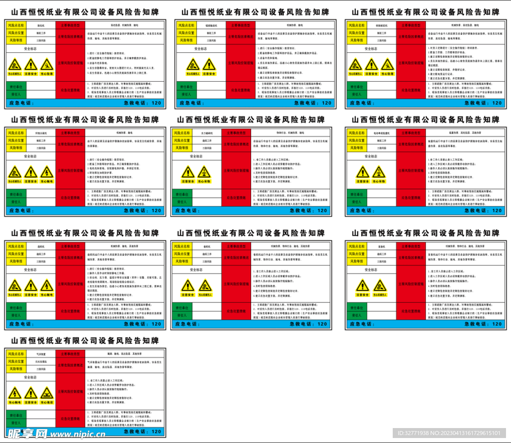 纸业设备风险告知牌