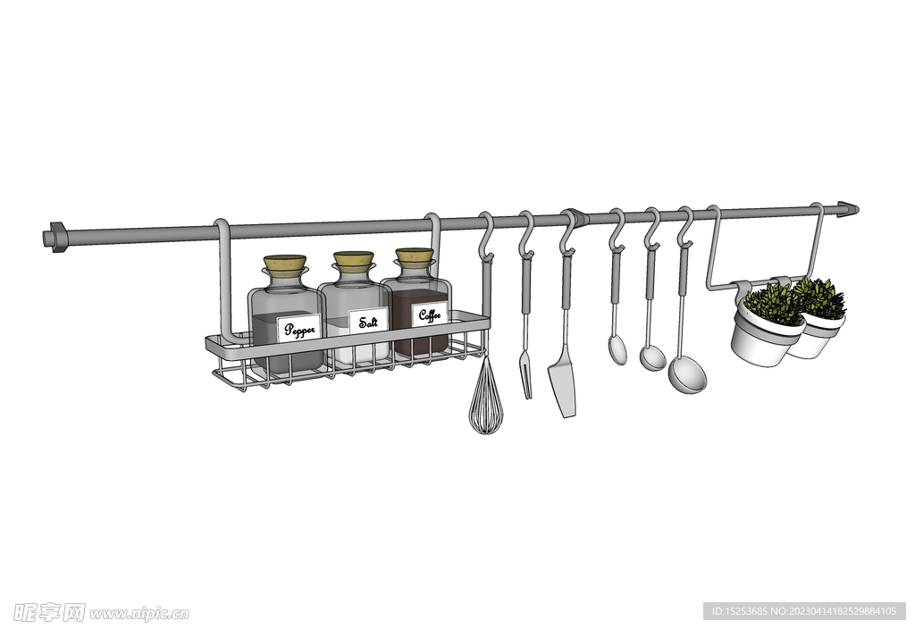 置物架厨房用品室内模型SKP模