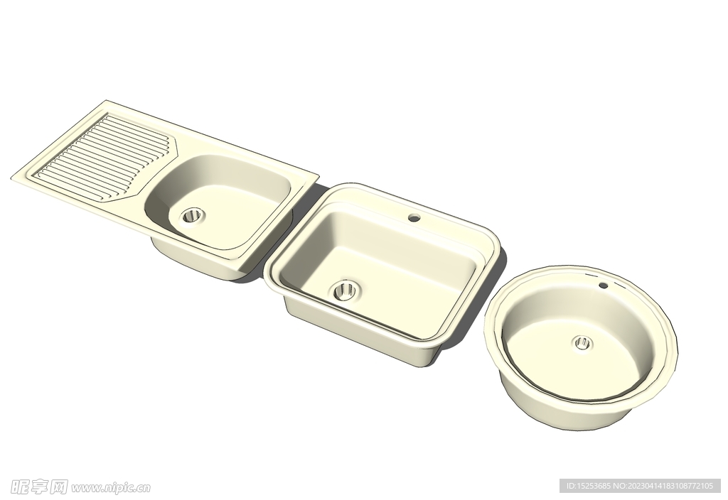 不同形状洗漱池模型SKP