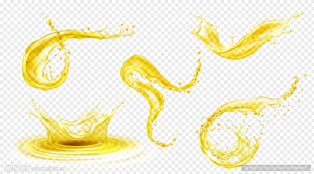 会跳舞的金色液态油滴水花素材